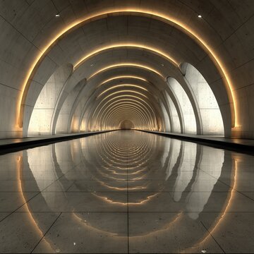 Endless illuminated tunnel with perfect symmetry.