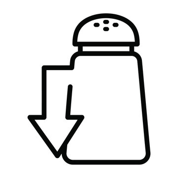 Salt shaker icon with downward arrow indicating reduction decrease seasoning condiment illustration