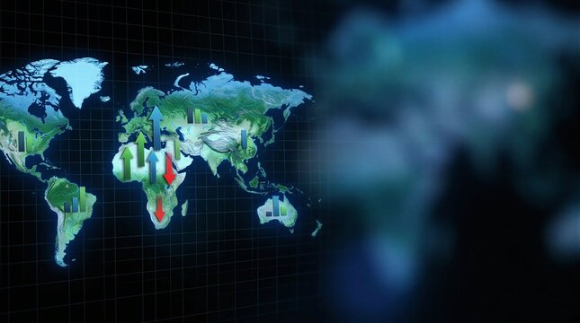 a close up of a map of the world with arrows pointing in different directions