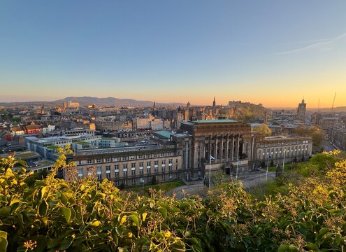 Edinburgh, UK - April 25, 2026: A high angle cityscape view of St. Andrew&rsquo;s House, headquarters of the Scottish government, Edinburgh, Scotland. 