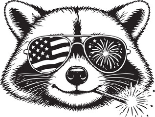 patriotic raccoon with 4th of july sunglasses © Daria