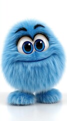 Fototapeta premium Blue Fuzzy Stuffed Animal with Big Eyes