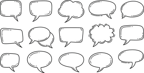 Fototapeta premium Set of hand drawn speech bubble icons in doodle style