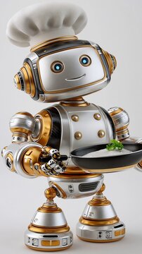 Futuristic Robot Chef in Kitchen