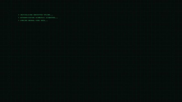 Hacker Interface Initializing Encrypted Biometric Uplink on Computer