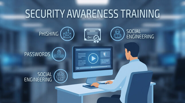 Cybersecurity Awareness Training Concept with Phishing and Social Engineering Education