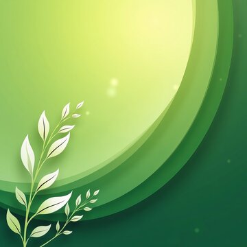 Abstract green background with eco leaves and light floral swirls creating a nature vector wave pattern for a spring wallpaper design
