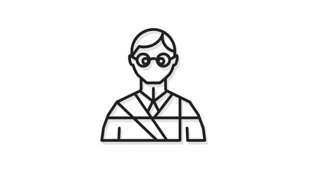 Fototapeta premium Vintage Style Man Icon with Glasses, Outline Illustration