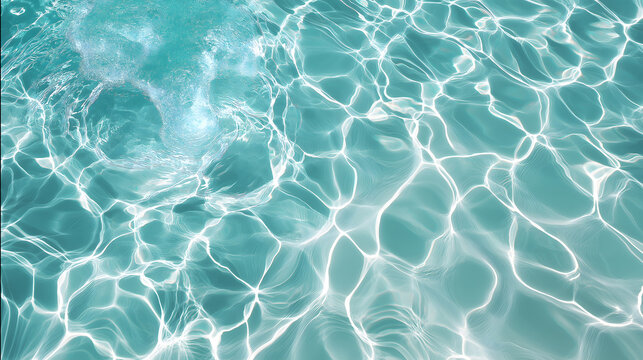     Turquoise Swimming Pool Water Texture with Sunlight Reflections and Ripples