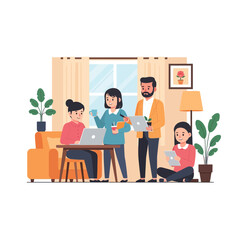 Fototapeta premium People working together using laptops and tablets at home