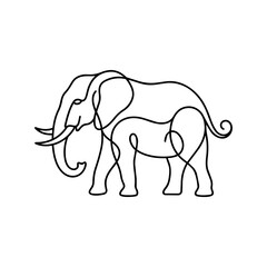 Fototapeta premium Elegant Line Art of an Elephant Formed with Continuous Curved Lines on a White Background