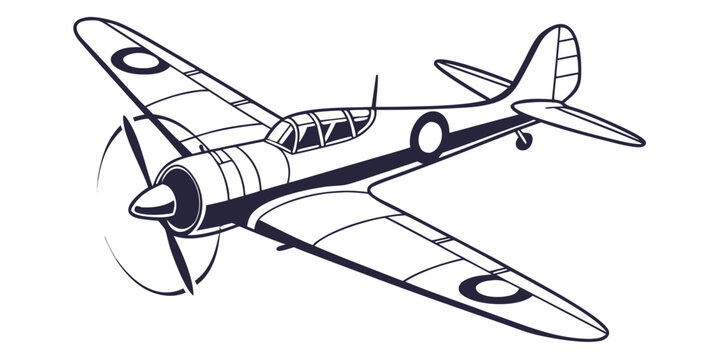 Wwii fighter airplane graphic illustration single engine classic plane hawker hurricane focke wulf gloster meteor de havilland mosquito supermarine spitfire