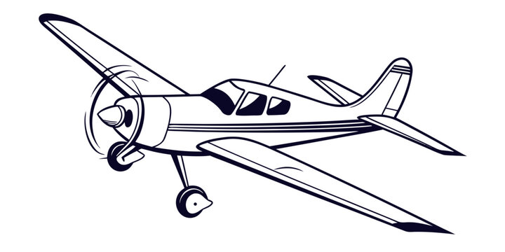 Vintage propeller airplane in flight graphic illustration general aviation sport plane single engine air travel flying machine light aircraft historical aircraft