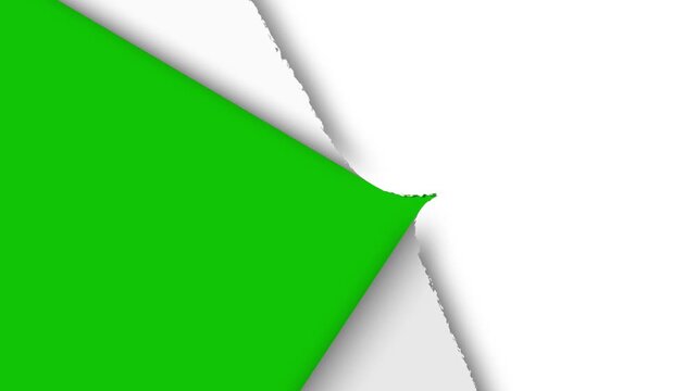 Paper video transition, green screen animation white canvas vintage stop motion paper cut from paper tearing edge cutting movement, transition for logo reveals, titles, presentations and video edits.