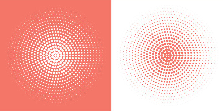 Red and white concentric spiral circles logo symbol. Big to small outlined ring circle gradation. Vector illustration