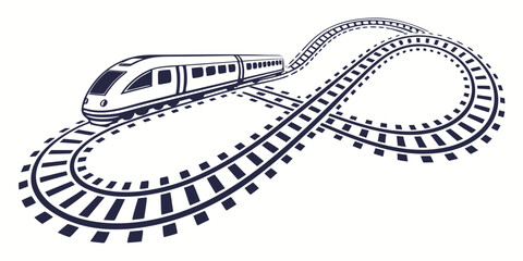 Obraz premium Modern high-speed bullet train traveling on an infinity railroad track vector illustration with infinity railroad transportation locomotive electric passenger