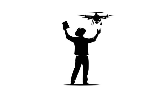 Man flying a drone with remote control