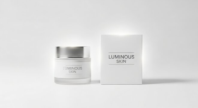 Luminous Skin cream product and packaging on white background with soft lighting.