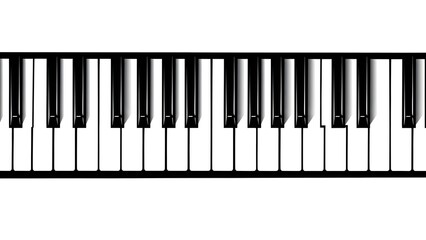 Fototapeta premium Close-up perspective of a black and white piano keyboard, showcasing its musical keys and the intricate design of a grand instrument's interface, ideal for music education and performance