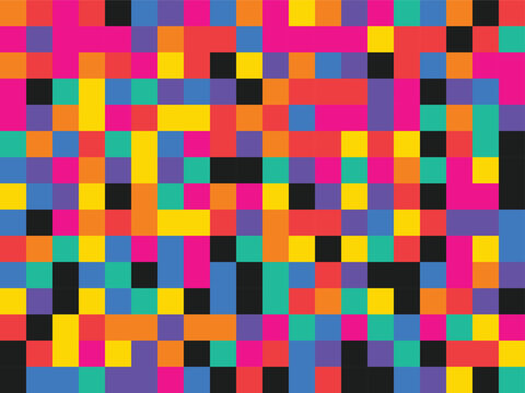 Squares arranged in a multi-colored grid create a dynamic and energetic visual composition for various creative projects.