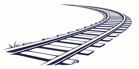 Curving railroad tracks graphic illustration with transportation perspective destination infrastructure transport locomotive direction connectivity distance © Mamun