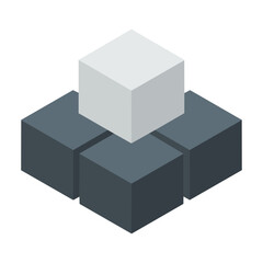 Fototapeta premium Isometric icon of three stacked delivery boxes in minimalist flat style isolated on white. Shipping and logistics concept