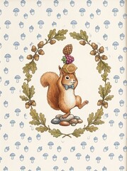 Fototapeta premium Watercolor woodland nursery animals art bundle. Featuring Silly Goose, rabbits, hedgehogs, and badger. Hand-drawn vintage kids wall decor prints collection.