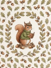Fototapeta premium Watercolor woodland nursery animals art bundle. Featuring Silly Goose, rabbits, hedgehogs, and badger. Hand-drawn vintage kids wall decor prints collection.