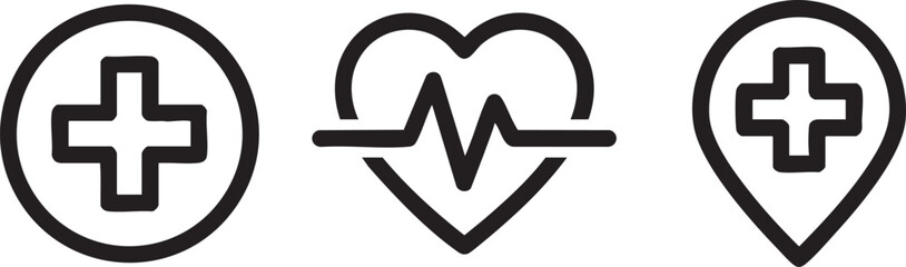 Obraz premium Three healthcare medical cross icon design