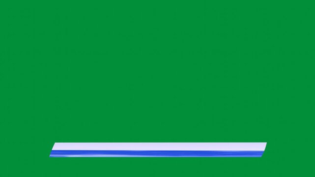 Glossy Blue and White Pointed 3D Parallelogram Lower Third Scaling from Center on Green Screen. 3D Rendering.