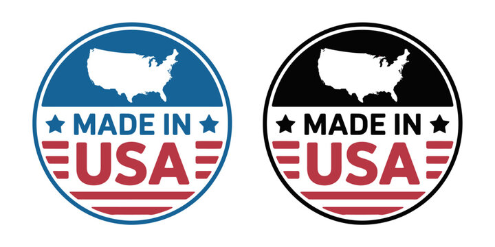 Made in USA Badges with Map Designs for Product Labels