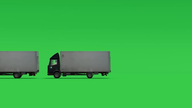 Two Box Trucks Side by Side on Green Screen