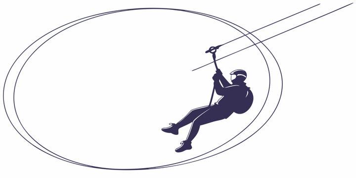 Silhouette of person zip lining with helmet and backpack zip line holiday fun adventure activity outdoor recreation sport activity ziplining silhouette adventure activity
