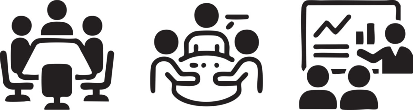 Three meeting planning session icon pack