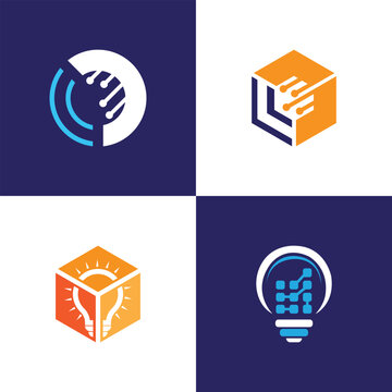 Technology creative solutions logo design collection modern tech business brand startup