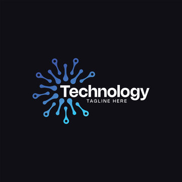 Technology creative wordmark lettering logo design modern minimal concept