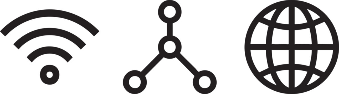 Three network connection system icon set