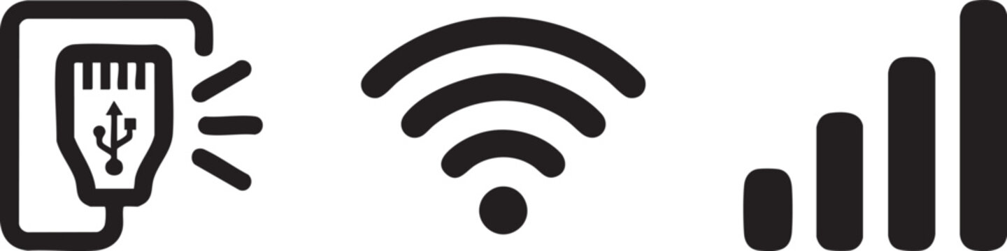Three network digital communication icon set