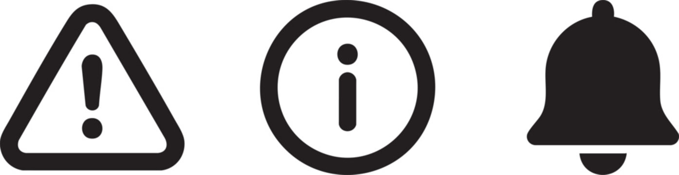 Three notice announcement icon set collection