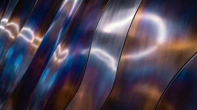 Abstract Wavy Iridescent Metal Surface with Colorful Reflections