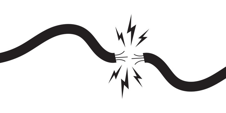 Short Circuit and Electrical Fault Icons Set &ndash; Broken Wire, Power Failure, High Voltage Spark Hazard 
Pictogram Vector Illustration Collection