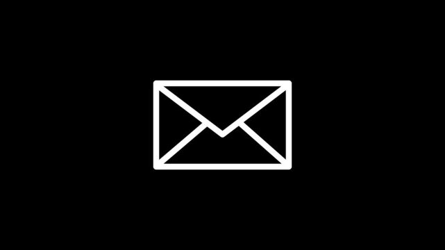 message icon animation. on black screen. New message. Mail inbox notification icon.