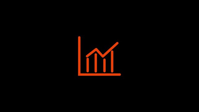 Animation graphics business growth icon. Business growth charts. Clean black background icon