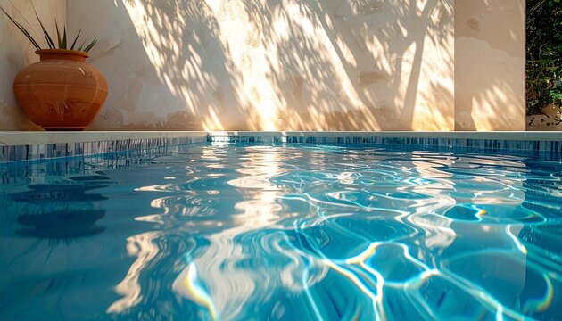 Reflexion im Poolwasser mediterrane Luxusvilla