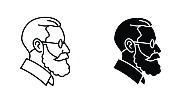 Portrait of man with beard and glasses as professional profile vector illustration for business and character identity design