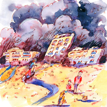 Cityscape Before The Storm Illustration