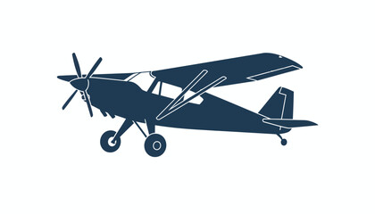 Vintage Biplane, Navy Blue Airplane, Propeller Aircraft, Vector Illustration © Shawn