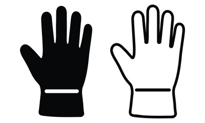 Fototapeta premium Gloves silhouette black and white hand protection illustration