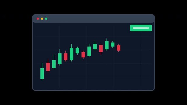 Candlestick Stock Market Chart Animation with Growing Bullish Trend on Modern Trading Interface Dashboard