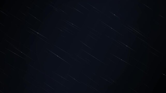 Abstract dark background with diagonal moving light trails and stars